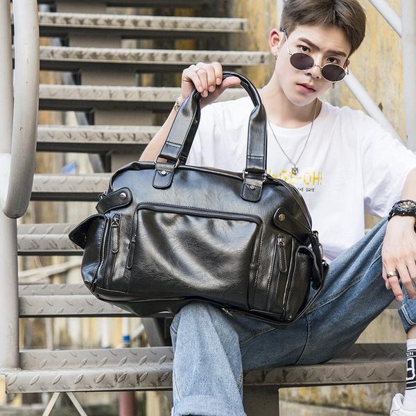 

duffel bags spot classic horizontal men's portable shoulder bag large capacity travel trendy men pvc duffle