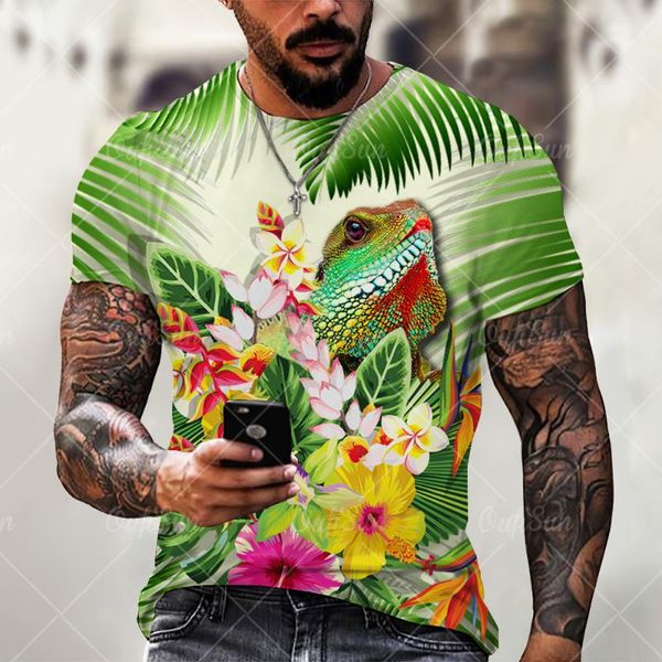 

men's t-shirts hip hop rock party t shirt men women summer 3d print fashion short sleeve oversized tees jungle animal series casual clo, White;black