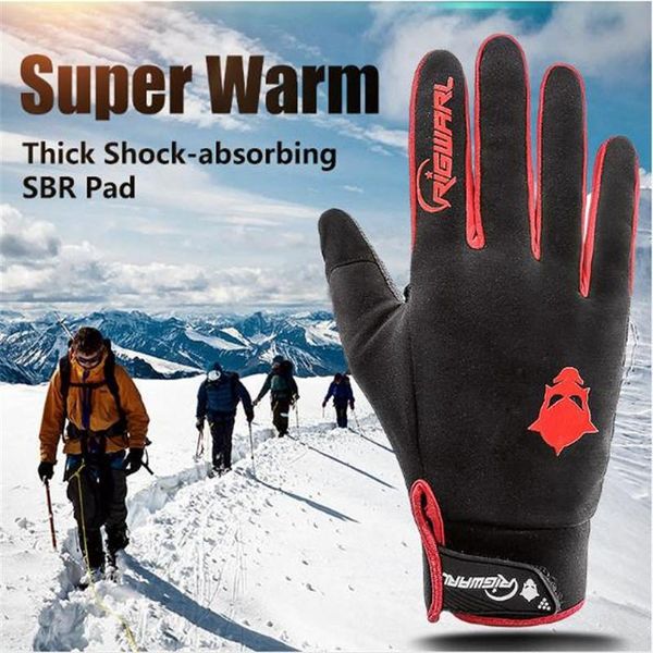 

sports gloves outdoor full finger warm motorcycle bike cycling racing touch screen glove windproof waterproof, Black