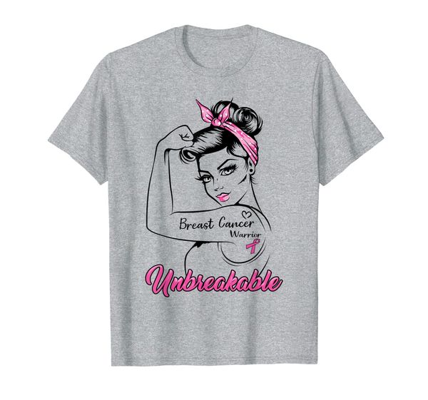

breast cancer warrior tshirt cancer awareness unbreakable t-shirt, White;black