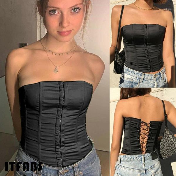 

summer women off-shoulder tube crop strapless bustiers & corsets, Black;white