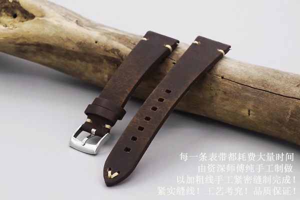 

watch bands brown band genuine leather straps watchbands 20mm accessories belt crazy horse quick release wristband, Black;brown