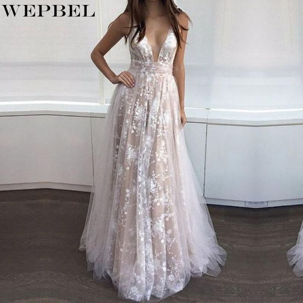 

ethnic clothing wepbel ladies lace dress perspective v-neck long halter sleeveless party evening bridesmaid wedding, Red