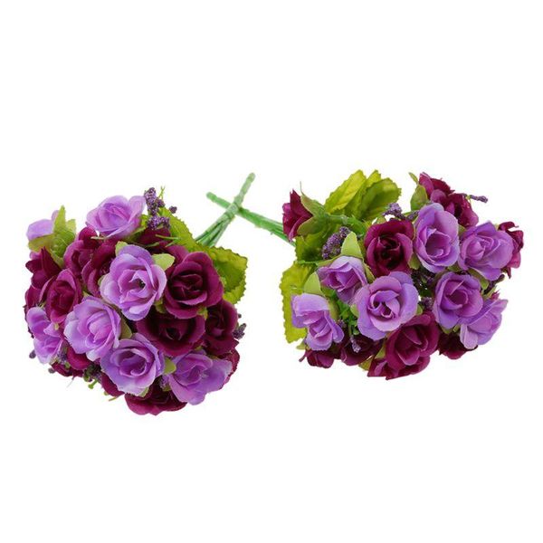 

decorative flowers & wreaths 2pcs 40 artificial roses bouquet purple young bride