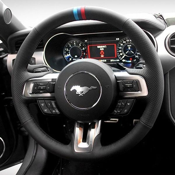 

steering wheel covers for mustang 2021-2021 hand-stitched leather suede car cover accessories