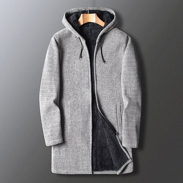

men's cardigan knitted solid color stylish casual long sleeve sweater cardigans hooded fall winter black light gray dark gray f6sc#, White;black