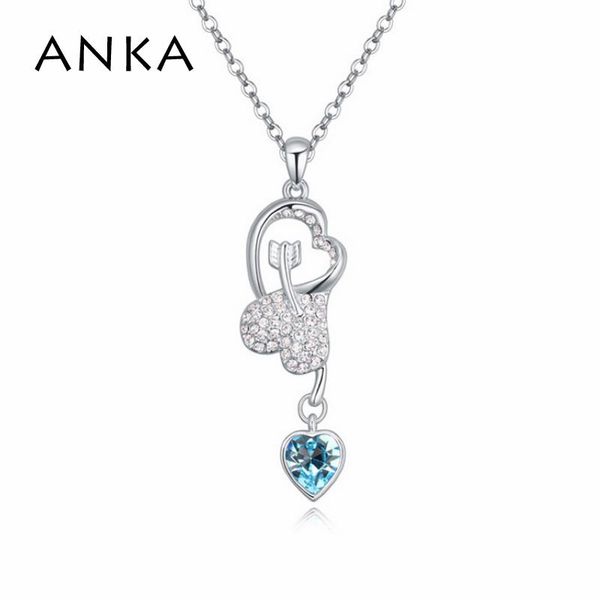 

pendant necklaces anka cupid's arrow crystal fine polishing mirror finish with rhodium plated crystals from austria #112982, Silver
