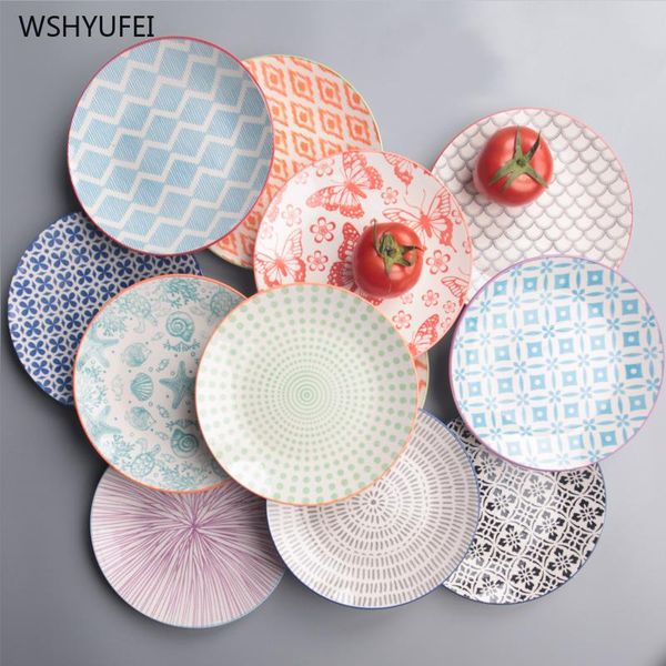 

dishes & plates 1pcs simple ceramic plate painted flowers home western steak salad dessert cake sushi kitchen storage decorative