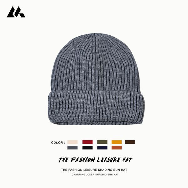 

versatile casual simple thickened warm knitted hat, Black;white