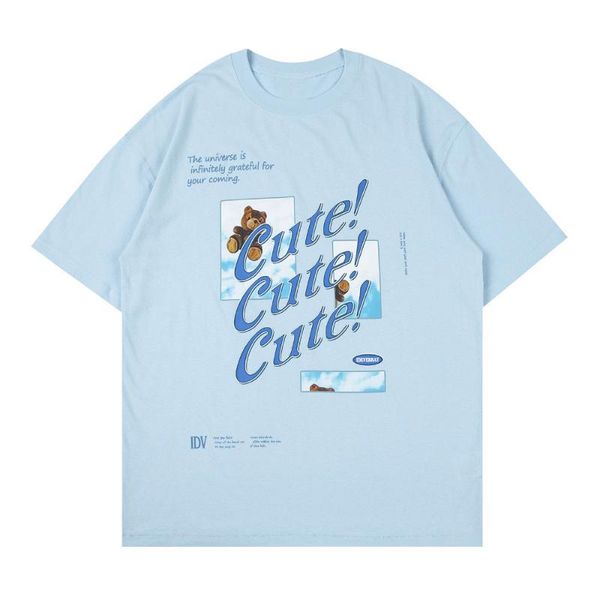 

men's t-shirts tshirts toy bear cloud print cotton loose short sleeve tees, White;black