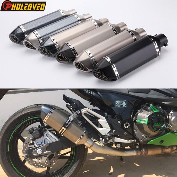 

motorcycle exhaust system inlet 51mm l:370mm muffler escape demper with db killer for fz1 fz6 yzf r125 nc700x er6n mt07 cbr300