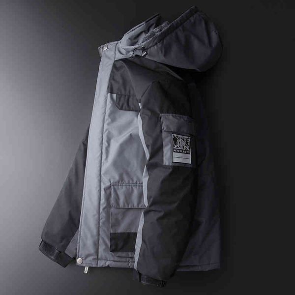 

downs chaqueta polar invierno2021, parkas clidas terciopelo grueso informal para hombre, chaquetas impermeables a prueba de vi, Black