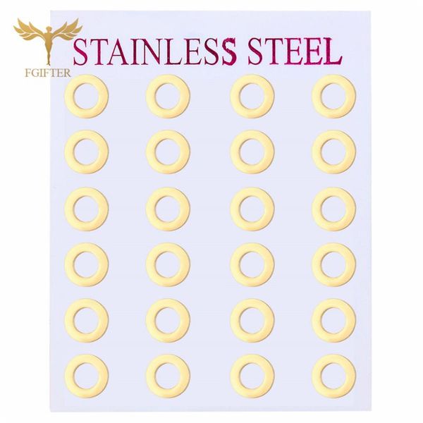 

stud 12 pairs gold round earrings simple geometric earring for men women ear piercing steel jewelry wholesale, Golden;silver