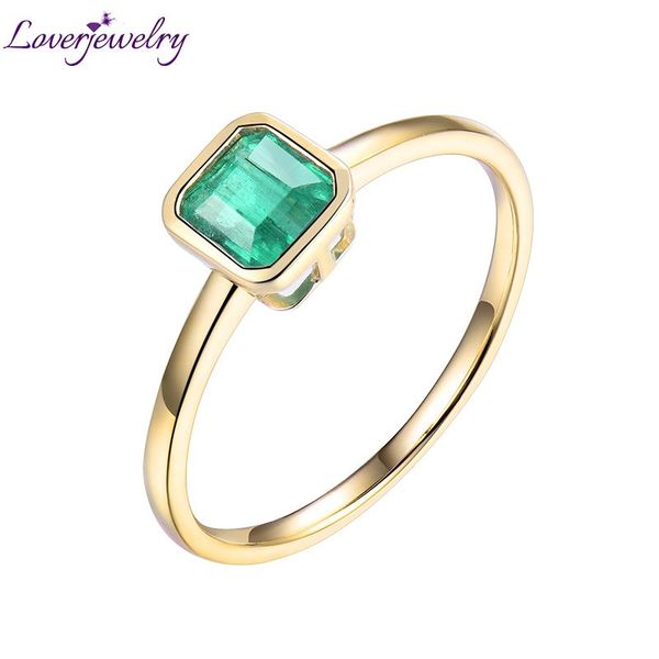 

cluster rings mother's day gift classic rins for women 18k yellow gold rectangle natural emerald party engagement young lady ring in st, Golden;silver