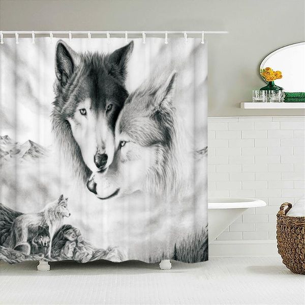

shower curtains cute lion elephant leopard wolf 3d fabric animals design bathroom curtain polyester bath screen decor with hooks
