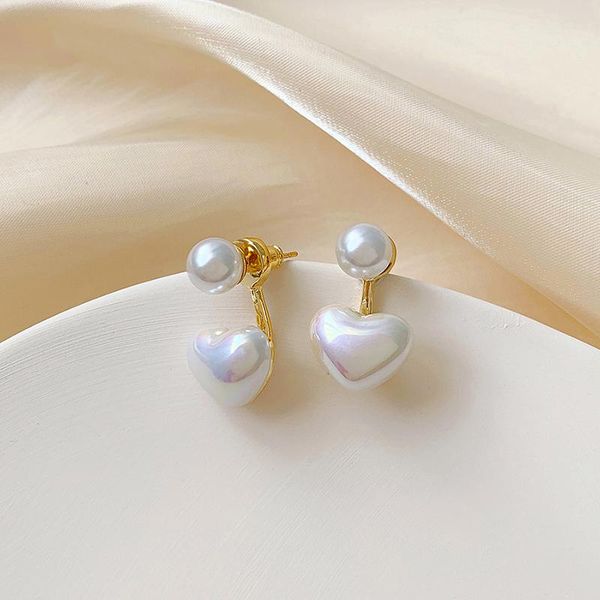 

dangle & chandelier sweet color film heart pearl drop earrings for woman korean fashion jewelry student friend birthday gift party acce, Silver