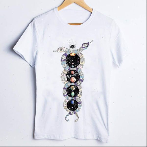 

tees for womens t shirt women print cartoon space universe 90s fashion ladies clothes lady clothing female, White