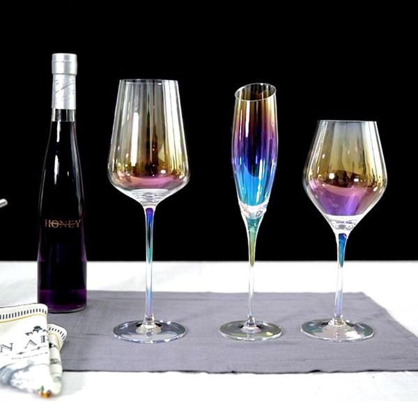 

hip flasks rainbow glass wine cup crystal goblet red champagne glasses color home wedding party drinkware