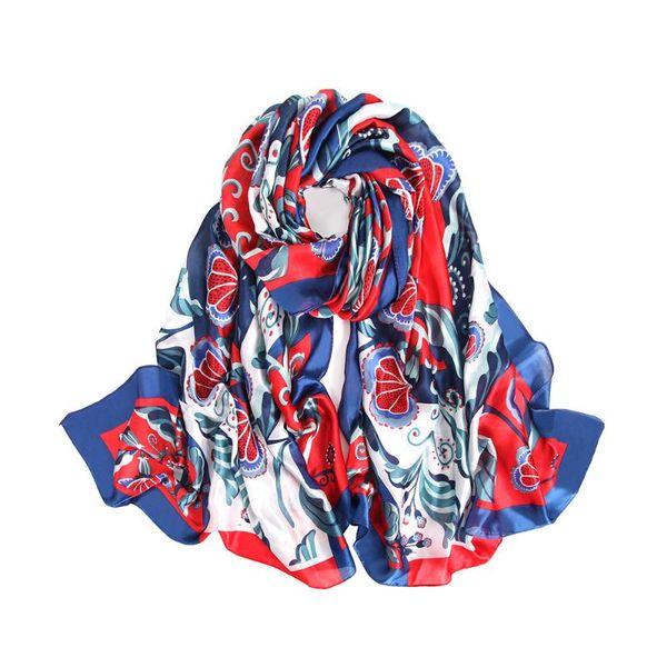 

scarves 90cm*180cm (35", 71") all-match printed colorful soft smooth artificial silk scarf for woman, Blue;gray