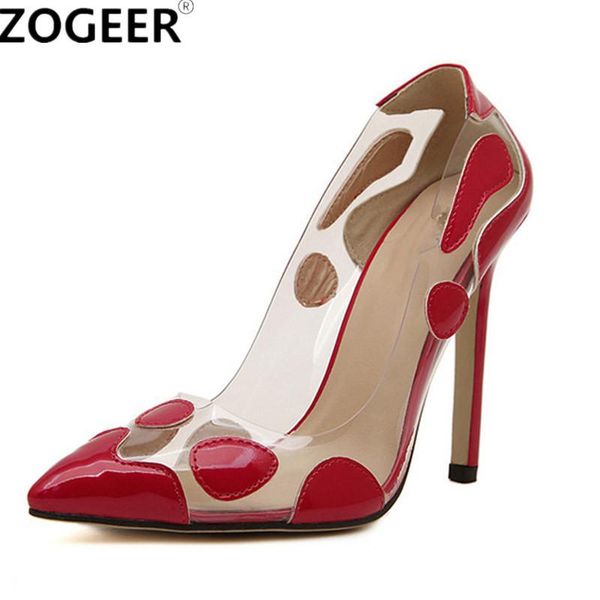 

dress shoes brand woman fashion 10cm high heels pumps red gold silver women office wedding transparent party, Black