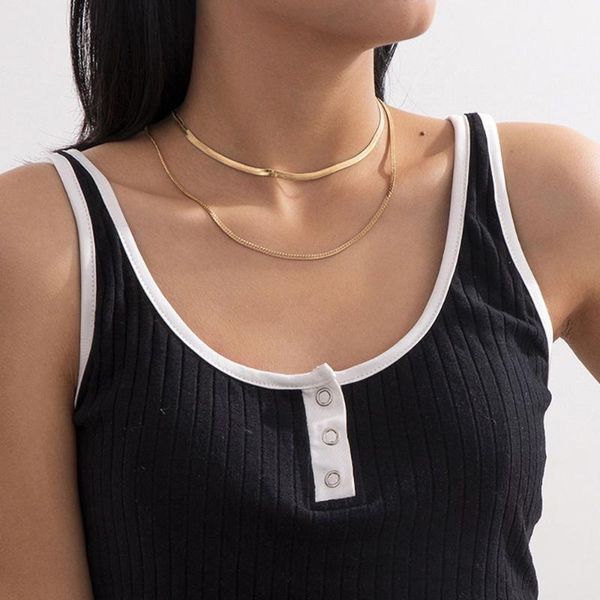 

fashion vintage multilevel simple fine chains necklaces for women female gold silver color snake chain collar jewelry gift pendant
