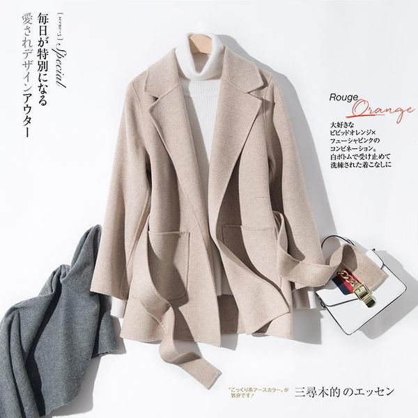 

women's wool & blends natural 100% coat female long cashmere jacket women korean both sided woolen clothes 2021 winter autumn overcoat, Black