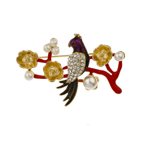 

brooch selling flower lovely bird branch pearl diamond batch, Gray