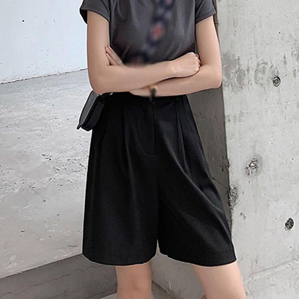 

women's pants & capris women loose thin five-point summer high waist fashion straight casual wide leg fast drop, Black;white