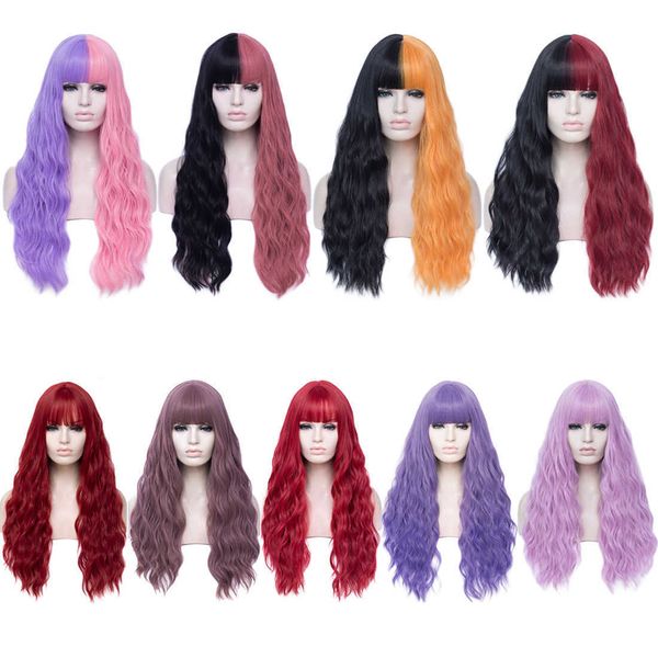 

shuyang wig qi bangs corn pear flower head ffy big wave, Black