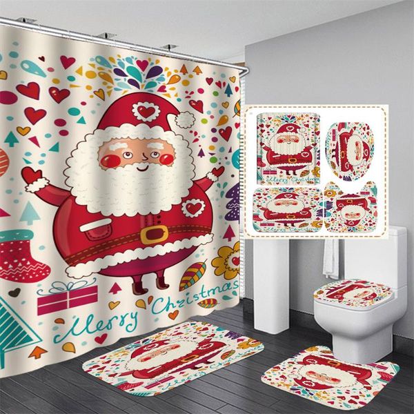 

shower curtains christmas elderly curtain carpet waterproof and anti-slip toilet mat set cortinas de baÃ±o 3d printing bathroom