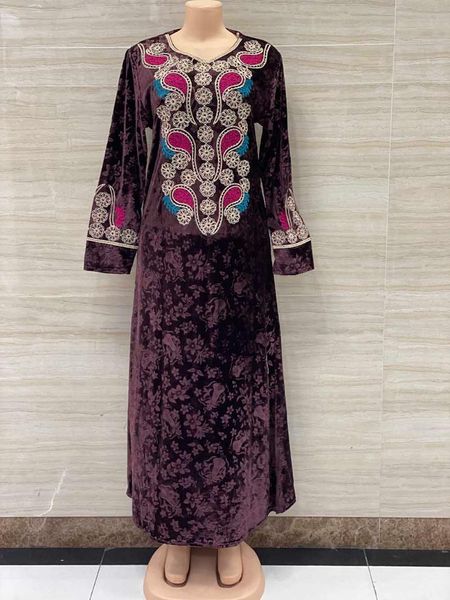 

ethnic clothing african women's dashiki fashion abaya stylish kwa embroidered loose long sleeve dress  bust 120cm length 150cm, Red