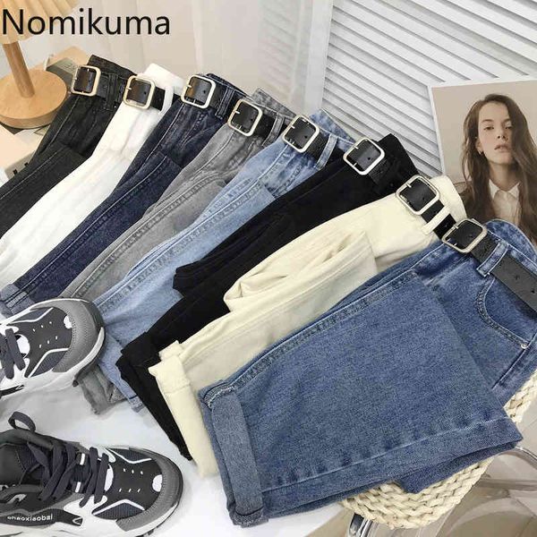 

nomikuma belt high waist jeans pants spring new women trousers causal solid elegant demin harem pants mujer 6e864 210427, Blue