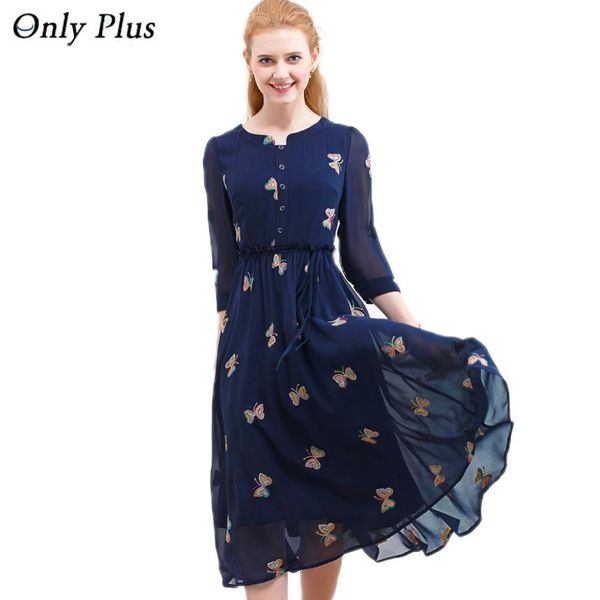 

autumn chiffon print dress casual cute o-neck women party long dresses sleeve vestido s-xxl, Black;gray