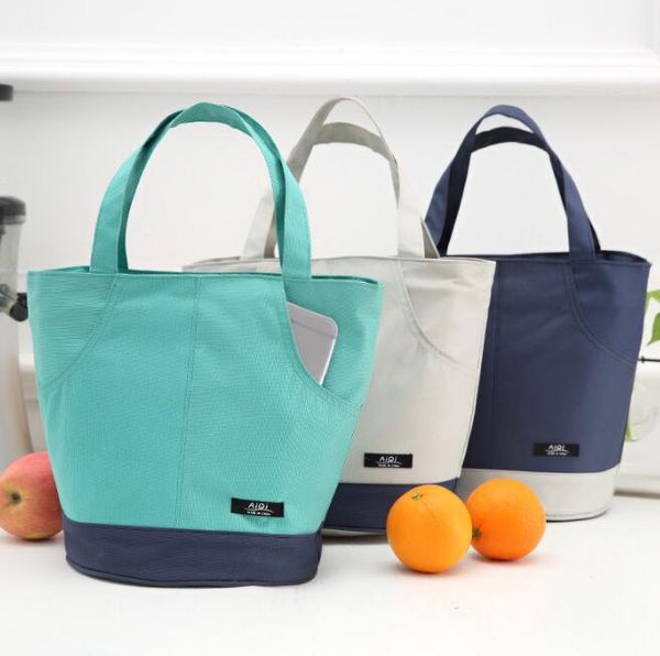 

portable office worker aluminum foil insulation lunch bag oxford cloth waterproof box zipper organizer, Blue;pink