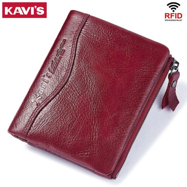 

wallets kavis 2021 women leather girls short lady zipper hasp coin purse female clutch purses cards holder wallet bags pocket, Red;black