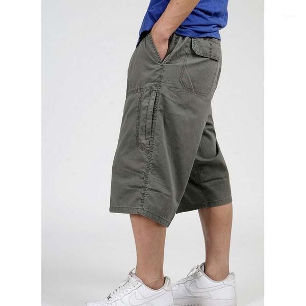

men's pants 2021 summer calf length arrival mens cargo plus size xl xxxl 4xl 5xl 6xl man wearing army green, Black