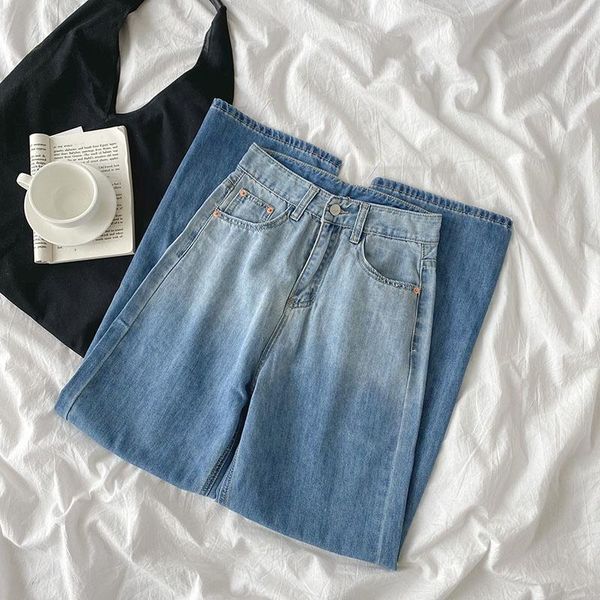 

women's jeans high waist wide leg pants women casual blue demin trouser femme korean style streetwear long bottoms