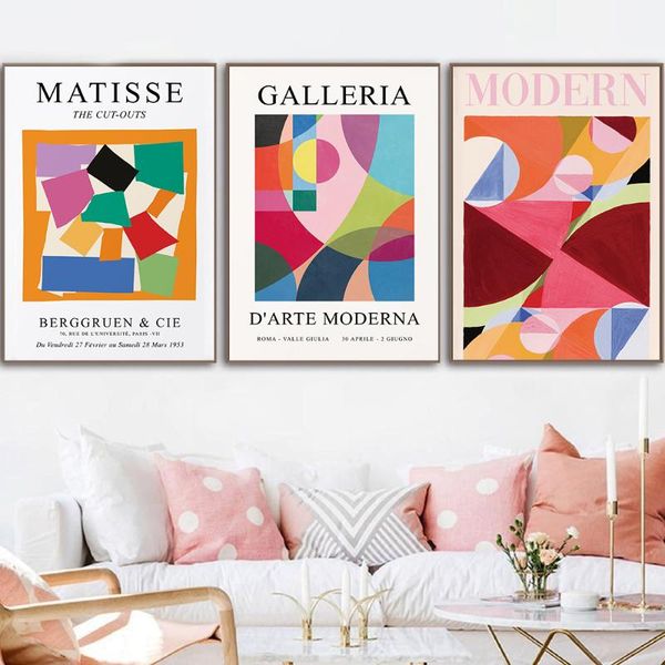 

paintings abstract matisse exhibition posters vintage geometric block canvas painting modern wall art pictures living room home decor