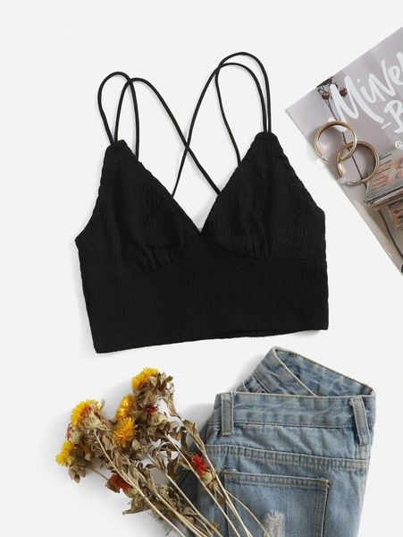 

crisscross back shirred cami p5gw#, White