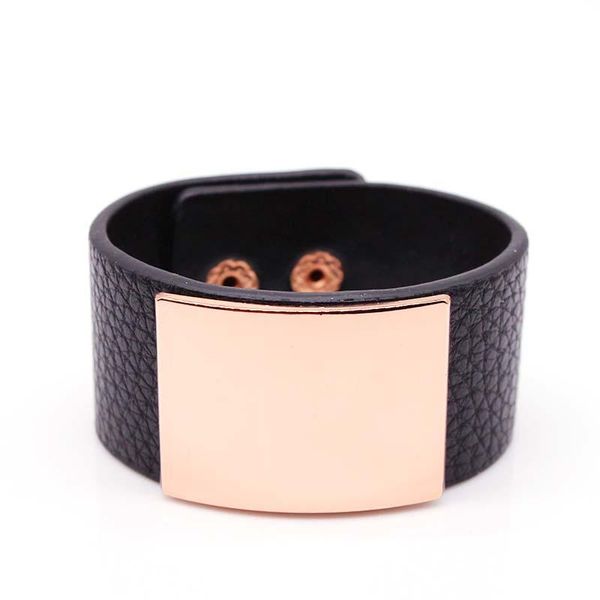 

cuff 2021 hand fashion pu leather bracelet simple all match ms the light panel wide women wrap wristband, White