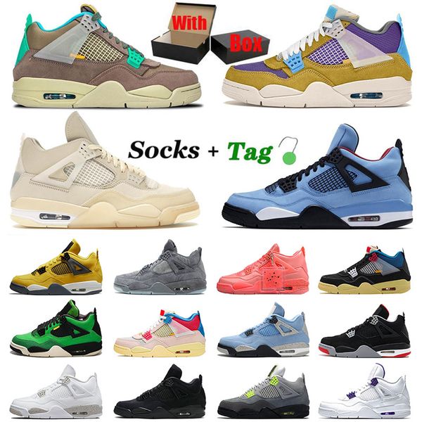 

with box original jumpman 4 iv sail womens mens basketball shoes 4s desert moss taupe haze university blue black cat what the court purple s, White;red