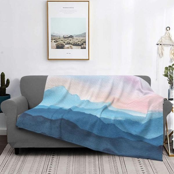 

blankets blue abstract mountains camping blanket flannel adventure backpacking breathable warm throw for sofa car bedspread