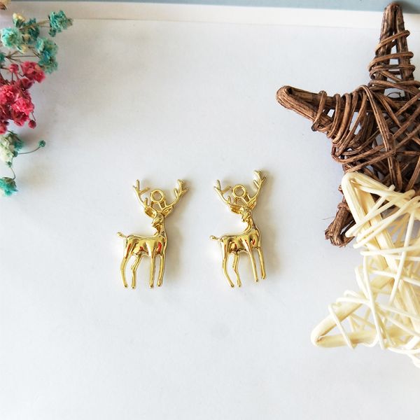 10 pcs elk jóias pingentes de ouro liga de cervos encantos pingentes pulseira animal colar artesanato artesanato descobertas presente de natal