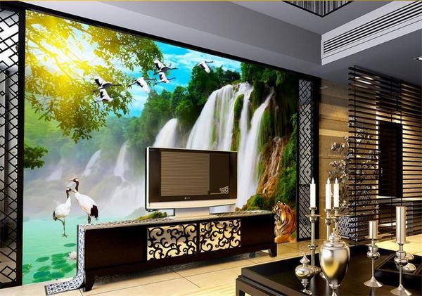 

wallpapers 3d wallpaper custom po bird waterfall scenery picture living room sofa tv background mural wall paper for walls