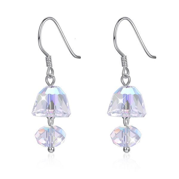 

lekani adopts crystal earrings from austria, women's simple fashion pure silver 925 long sve388, Golden