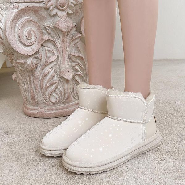 

boots 2021 winter women's emu plush warm snow flats comfortable cotton shoes, Black