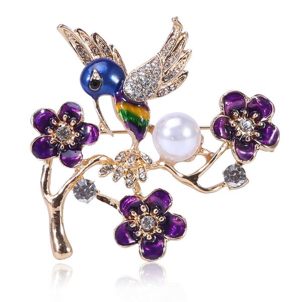 

factory new creative flower branch bird brooch personality coat accessories christmas