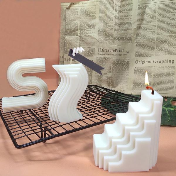 

craft tools candle silicone mold abstract architectural geometric line wave making scented handmade