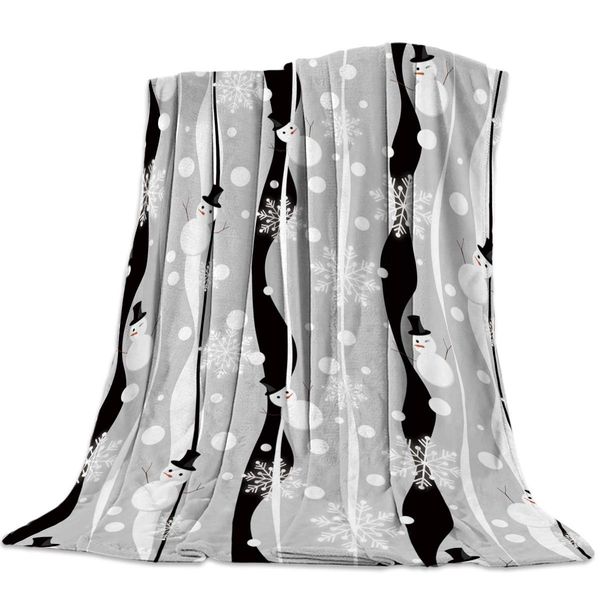 

Flannel Fleece Blanket Christmas Theme Xmas Snowman Snowflake Super Soft Warm Cozy Bed Couch or Car Throw Blanket for Children