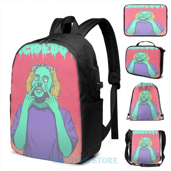 

backpack funny graphic print suicideboys ftp 2d design usb charge men school bags women bag travel laptop
